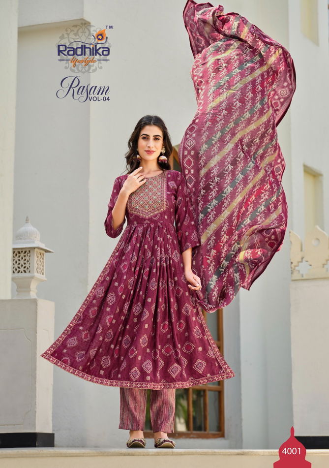 Rasam Vol 4 By Radhika Nyra Cut Readymade Suits Catalog
